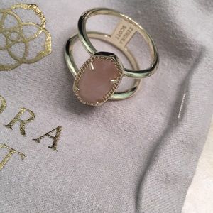 Kendra Scott Elyse Gold Ring Rose Quartz sz 8